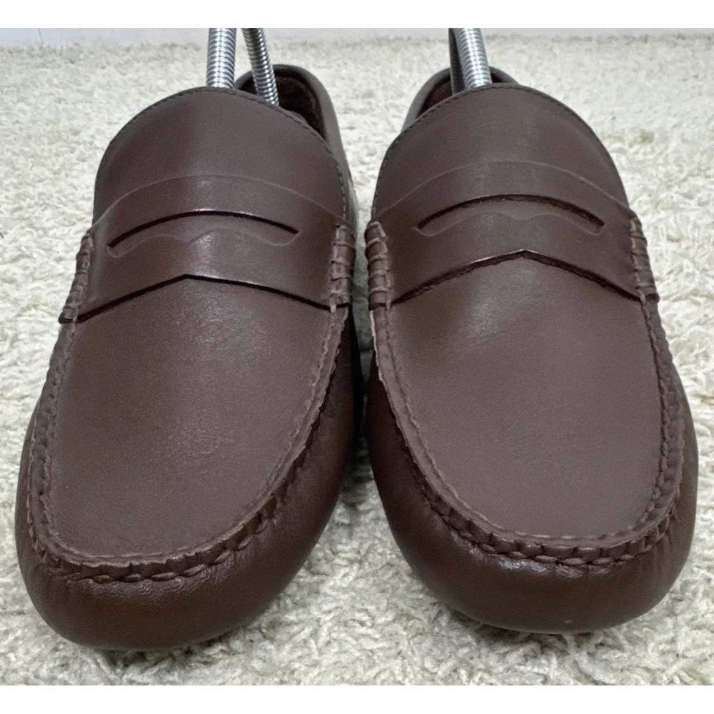 J. Crew Brown Leather Slip On Driving Loafers Shoes Mens 9 Comfort Casual Preppy